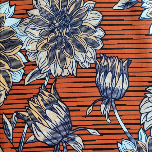 YELLOW DAHLIAS Afrikanischer Wax Print Stoff